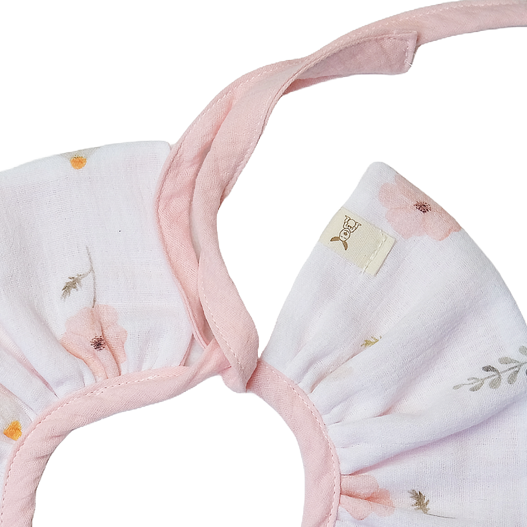 Bavaglino ovale double face in 100% cotone - Margherite