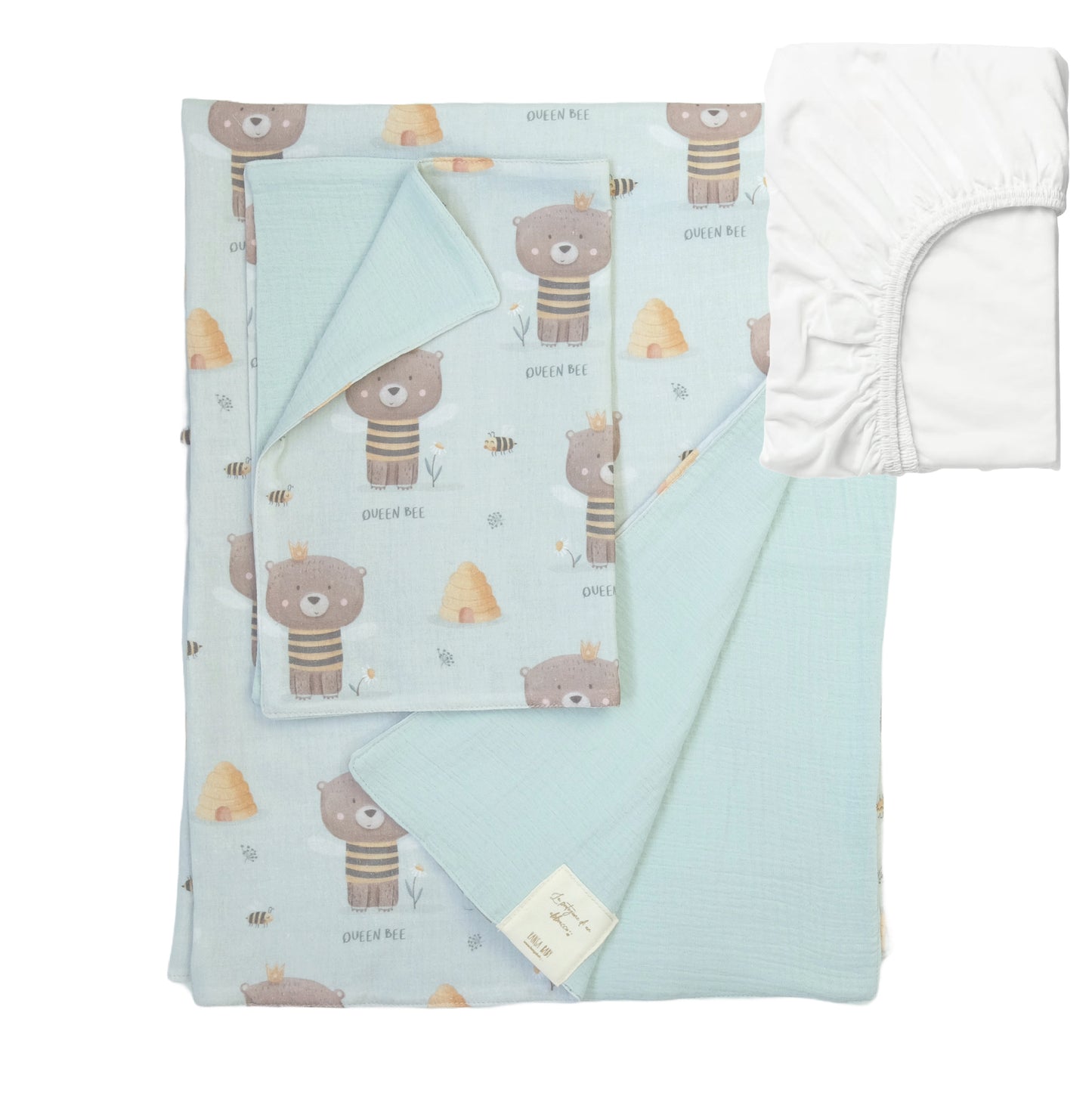 Set lenzuola Double Face in 100% cotone BIO - Api e orsetti