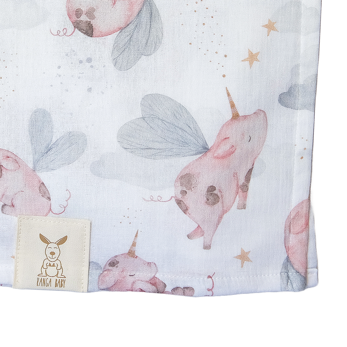 Mussola in 100% cotone BIO - Maialini unicorno