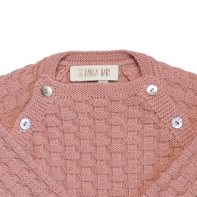 Tutina completa in 100% pura lana - ROSA SABBIA