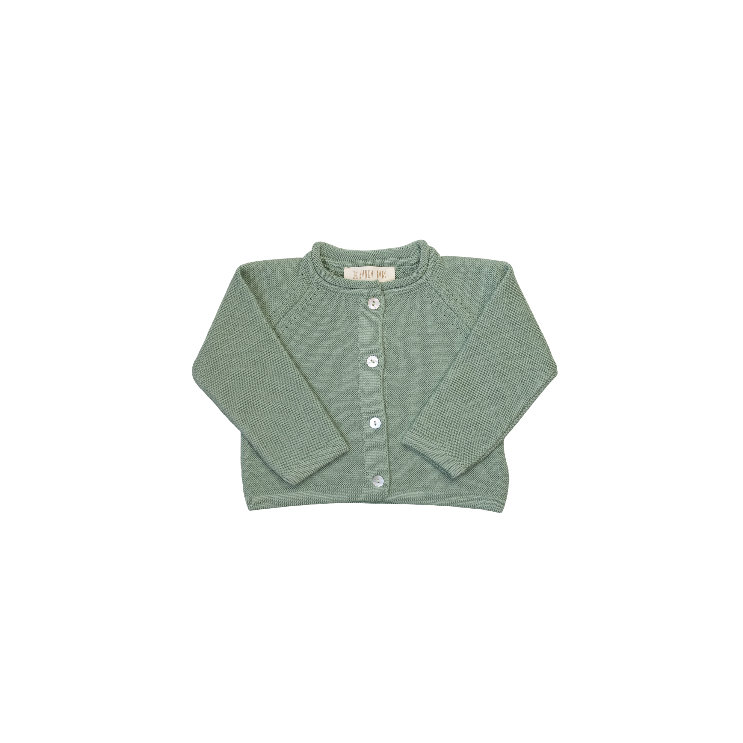 Cardigan in maglia 100% pura lana VERDE SALVIA - Main Image