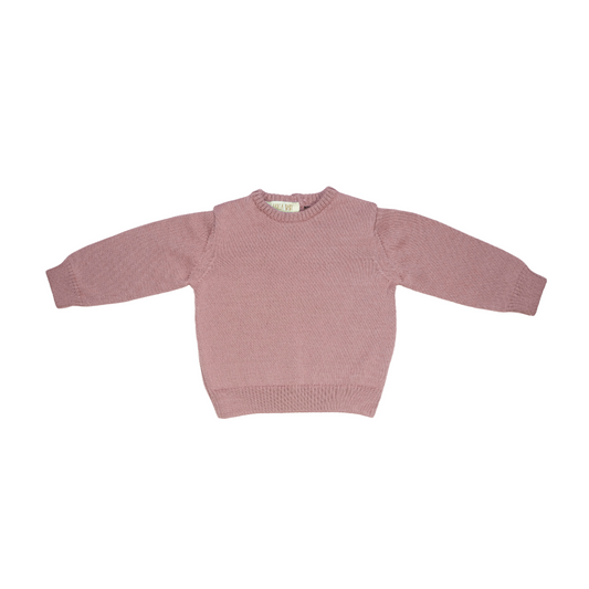 Maglioncino girocollo in 100% pura lana - ROSA ANTICO